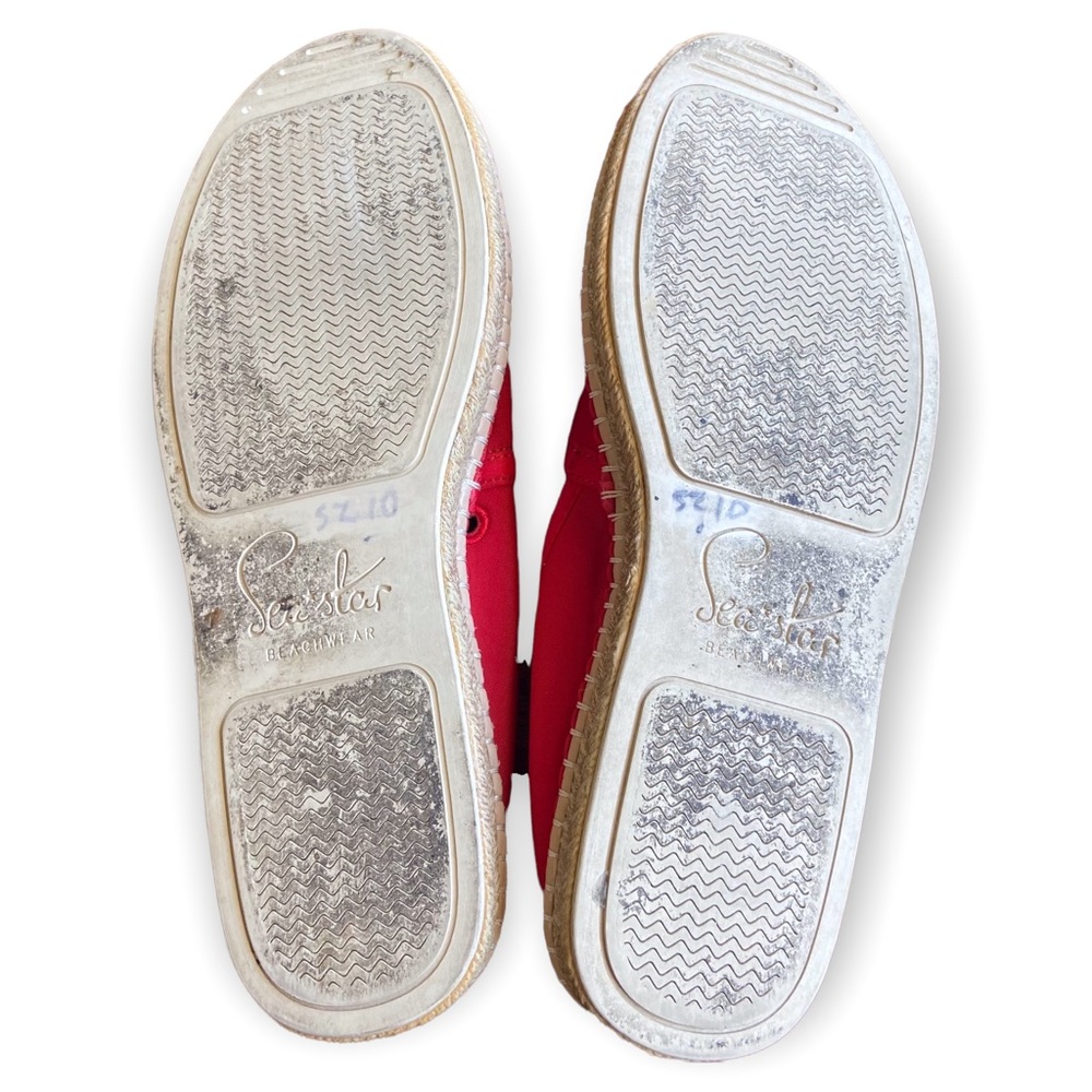 Sea Star Beachwear Shoes Red Crochet Neoprene Espadrille Slip On Size 10 - Picture 10 of 11